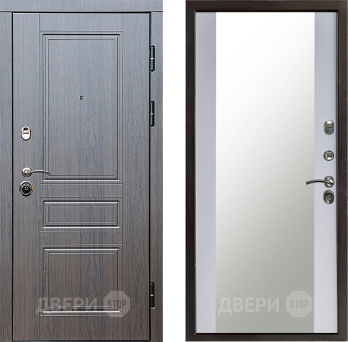 Входная металлическая Дверь Престиж Классика Венге Зеркало Белый софт в Павловском Посаде