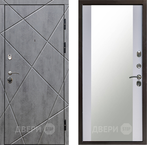Входная металлическая Дверь Престиж Лучи Зеркало Белый софт в Павловском Посаде