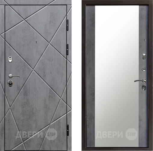 Входная металлическая Дверь Престиж Лучи Зеркало Бетон темный в Павловском Посаде
