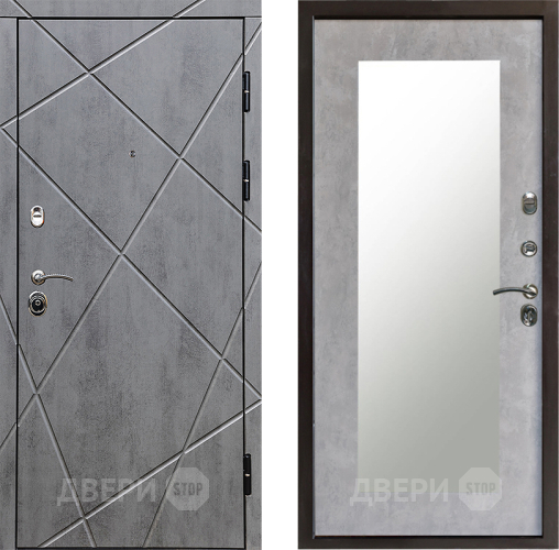 Входная металлическая Дверь Престиж Лучи Зеркло Пастораль Бетон светлый в Павловском Посаде
