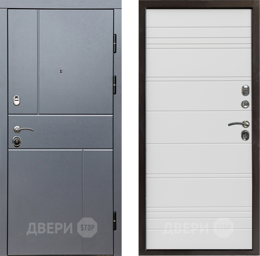 Входная металлическая Дверь Престиж Горизонт Грэй Line Белый в Павловском Посаде