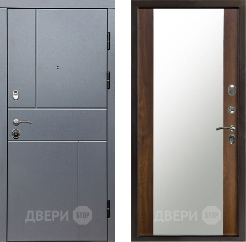 Входная металлическая Дверь Престиж Горизонт Грэй Зеркало Дуб в Павловском Посаде
