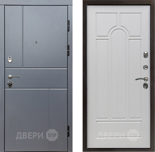 Входная металлическая Дверь Престиж Горизонт Грэй Арка Лиственница белая в Павловском Посаде