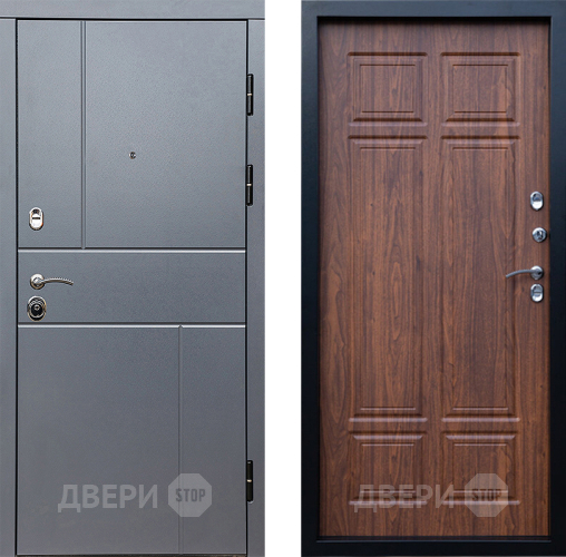 Входная металлическая Дверь Престиж Горизонт Грэй Премиум Орех темный в Павловском Посаде