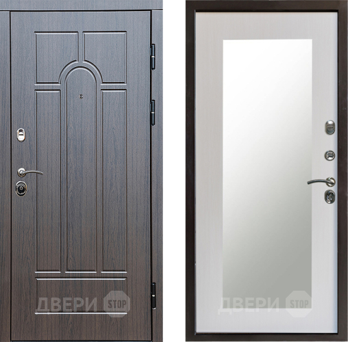 Входная металлическая Дверь Престиж Арка Зеркло Пастораль Лиственница белая в Павловском Посаде