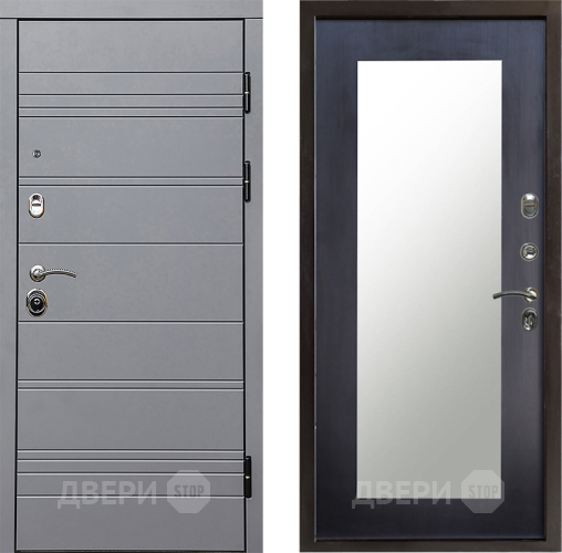 Входная металлическая Дверь Престиж Линия Грэй Зеркло Пастораль Венге в Павловском Посаде