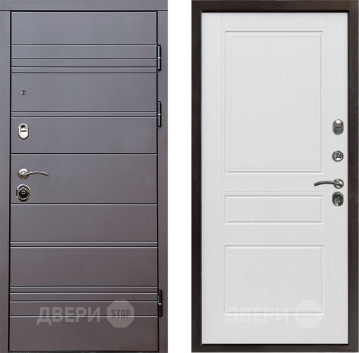 Входная металлическая Дверь Престиж Линия Браун Классика Белое дерево в Павловском Посаде