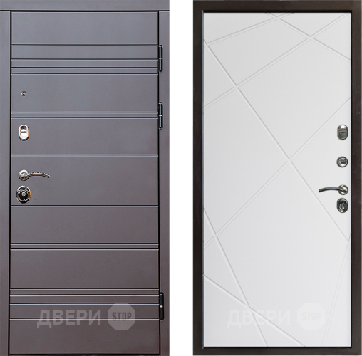 Входная металлическая Дверь Престиж Линия Браун Лучи Бетон белый в Павловском Посаде