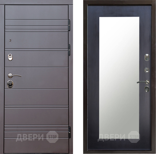 Входная металлическая Дверь Престиж Линия Браун Зеркло Пастораль Венге в Павловском Посаде