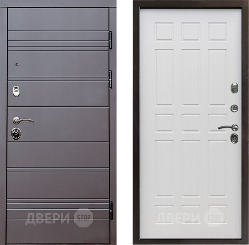 Входная металлическая Дверь Престиж Линия Браун Спарта Лиственница белая в Павловском Посаде