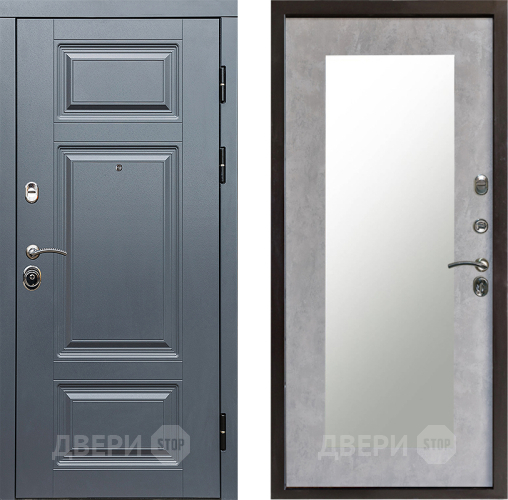 Входная металлическая Дверь Престиж Премиум Зеркло Пастораль Бетон светлый в Павловском Посаде