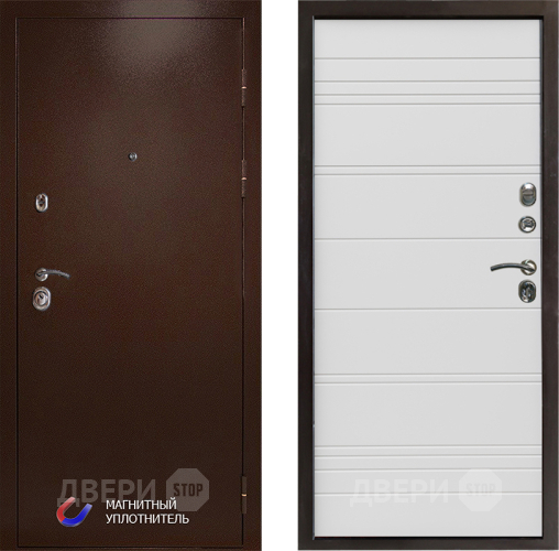 Входная металлическая Дверь Престиж Медь Line Белый в Павловском Посаде