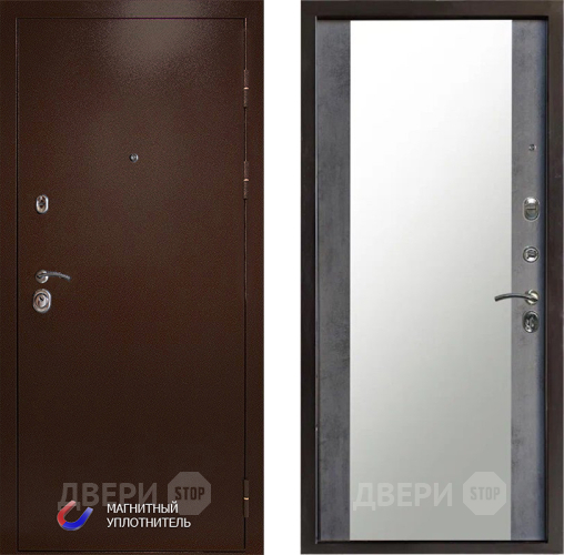 Входная металлическая Дверь Престиж Медь Зеркало Бетон темный в Павловском Посаде