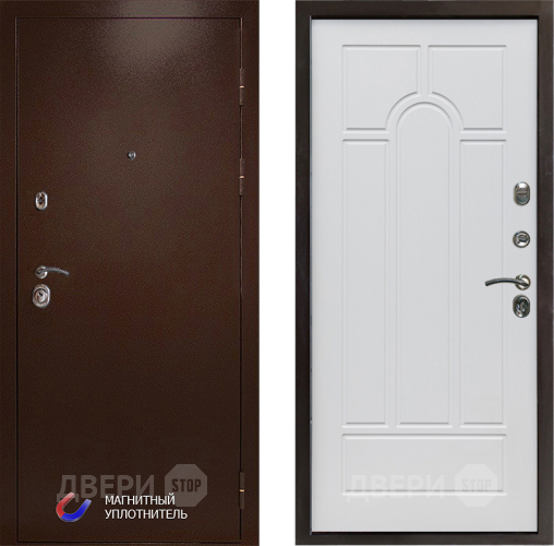 Входная металлическая Дверь Престиж Медь Арка Белое дерево в Павловском Посаде