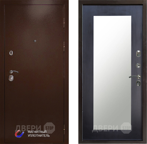 Входная металлическая Дверь Престиж Медь Зеркло Пастораль Венге в Павловском Посаде