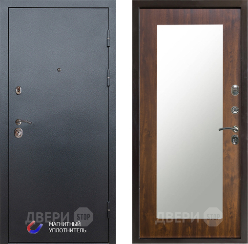 Входная металлическая Дверь Престиж Графит Зеркло Пастораль Дуб в Павловском Посаде