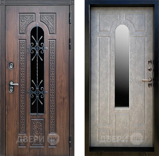Дверь Престиж TERMO с терморазрывом Лацио Дуб с окном и ковкой Бетон светлый в Павловском Посаде