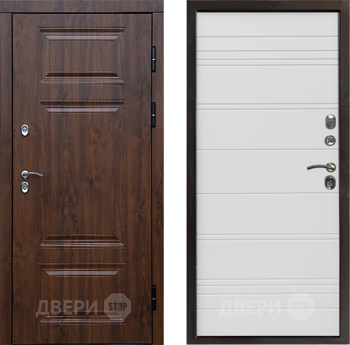 Входная металлическая Дверь Престиж TERMO с терморазрывом Премиум Орех Line Белый в Павловском Посаде
