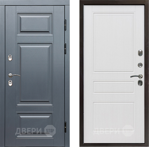 Входная металлическая Дверь Престиж TERMO с терморазрывом Премиум Грэй Классика Белое дерево в Павловском Посаде