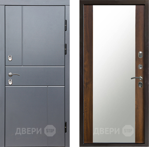 Входная металлическая Дверь Престиж TERMO с терморазрывом Горизонт Грэй Зеркало Дуб в Павловском Посаде