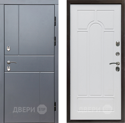 Входная металлическая Дверь Престиж TERMO с терморазрывом Горизонт Грэй Арка Белое дерево в Павловском Посаде