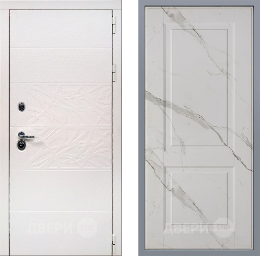 Дверь Заводские двери Дэко Вайт Доррен Мрамор белый в Павловском Посаде