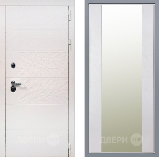 Дверь Заводские двери Дэко Вайт Зеркало Макси Белый шелк в Павловском Посаде