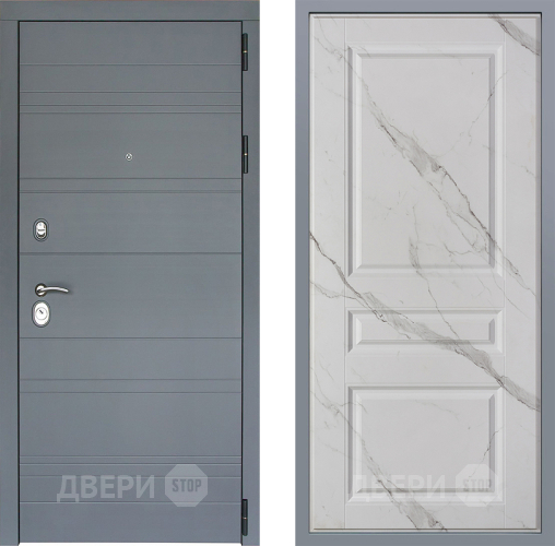 Дверь Заводские двери Лира Софт графит Стокгольм Мрамор белый в Павловском Посаде