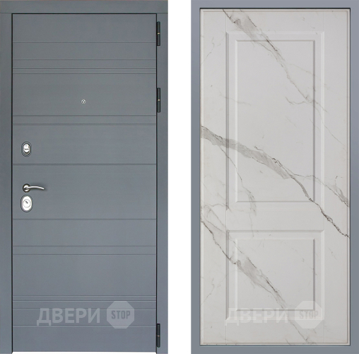 Дверь Заводские двери Лира Софт графит Доррен Мрамор белый в Павловском Посаде