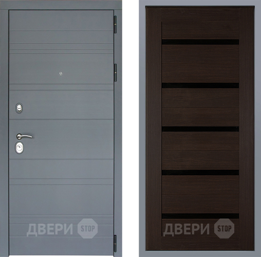 Дверь Заводские двери Лира Софт графит СБ-1 орех тисненый в Павловском Посаде