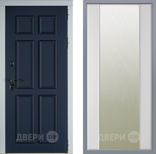 Дверь Заводские двери Стокгольм Зеркало Ампир Белый софт в Павловском Посаде