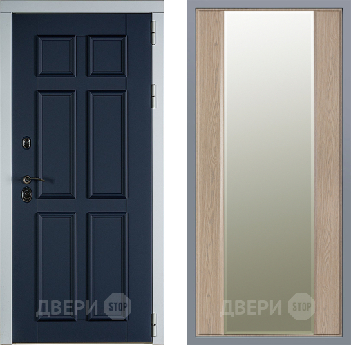 Дверь Заводские двери Стокгольм Зеркало Макси Беленый дуб в Павловском Посаде