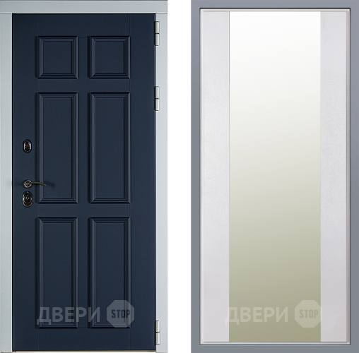Дверь Заводские двери Стокгольм Зеркало Макси Белый шелк в Павловском Посаде