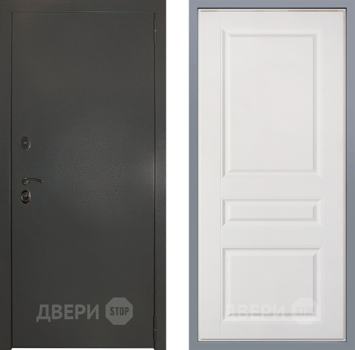 Дверь Заводские двери Эталон 3к антик серебро Стокгольм Белый софт в Павловском Посаде