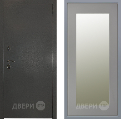 Дверь Заводские двери Эталон 3к антик серебро Зеркало Модерн Грей софт в Павловском Посаде