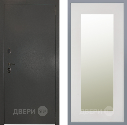 Дверь Заводские двери Эталон 3к антик серебро Зеркало Модерн Белый софт в Павловском Посаде