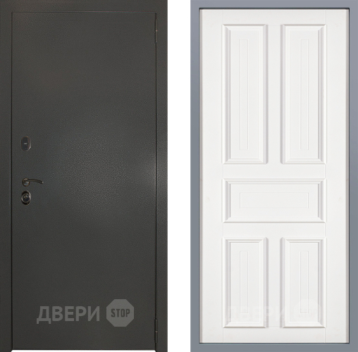 Дверь Заводские двери Эталон 3к антик серебро Уругвай Белый софт в Павловском Посаде