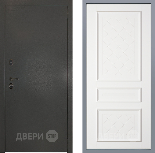 Дверь Заводские двери Эталон 3к антик серебро Урбино Белый софт в Павловском Посаде