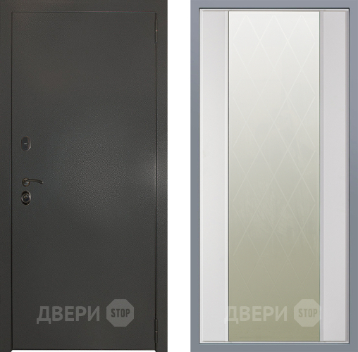 Дверь Заводские двери Эталон 3к антик серебро Зеркало Ампир Белый софт в Павловском Посаде