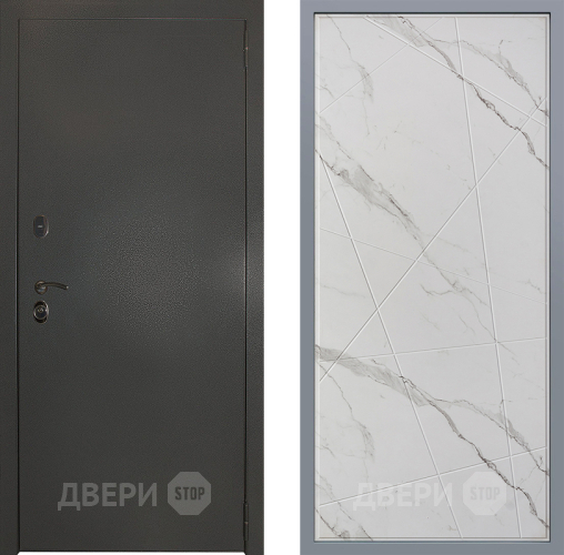 Дверь Заводские двери Эталон 3к антик серебро Флитта Мрамор белый в Павловском Посаде