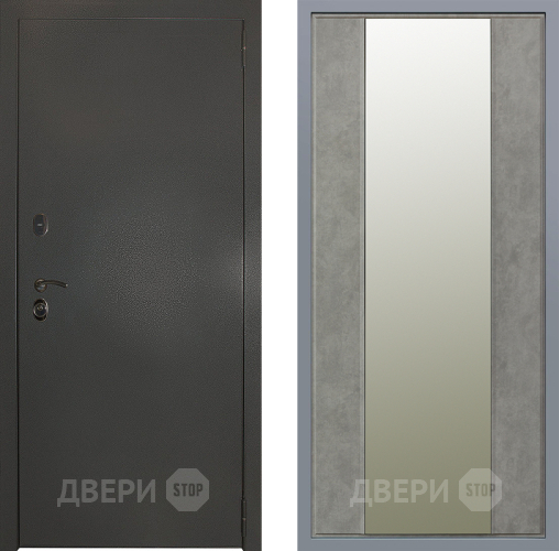 Дверь Заводские двери Эталон 3к антик серебро Зеркало Макси Бетон темный в Павловском Посаде