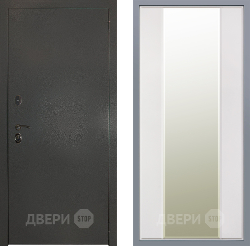 Дверь Заводские двери Эталон 3к антик серебро Зеркало Макси Белый матовый в Павловском Посаде