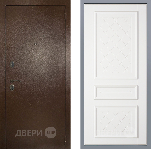 Дверь Заводские двери Эталон 3к антик медь Урбино Белый софт в Павловском Посаде