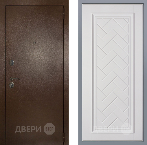Дверь Заводские двери Эталон 3к антик медь Упра Белый софт в Павловском Посаде