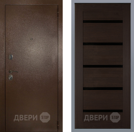 Дверь Заводские двери Эталон 3к антик медь СБ-1 орех тисненый в Павловском Посаде