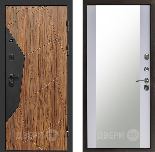 Входная металлическая Дверь Престиж Avangard Зеркало Белый софт в Павловском Посаде