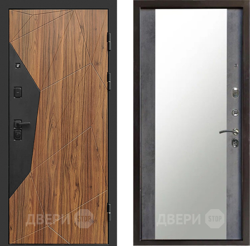 Входная металлическая Дверь Престиж Avangard Зеркало Бетон темный в Павловском Посаде