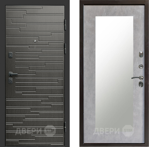 Входная металлическая Дверь Престиж Rivera Зеркло Пастораль Бетон светлый в Павловском Посаде