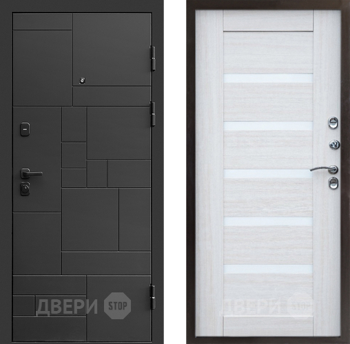 Входная металлическая Дверь Престиж Kvadro Царга Лиственница белая в Павловском Посаде