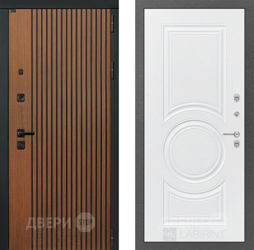 Входная металлическая Дверь Лабиринт (LABIRINT) Шторм 23 Белый софт в Павловском Посаде